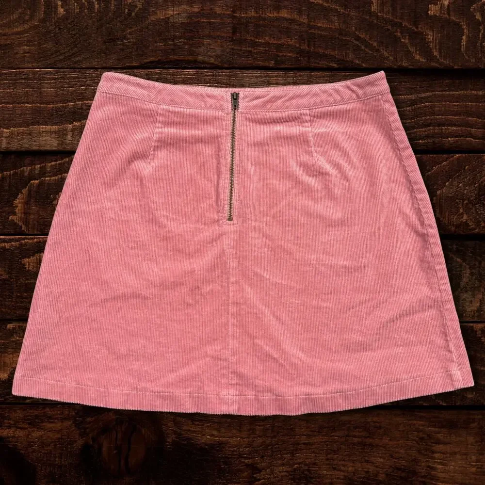 Forever 21 Dusty Rose Corduroy High-Waisted A-Line Mini Skirt Size Large